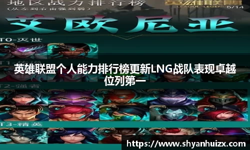 英雄联盟个人能力排行榜更新LNG战队表现卓越位列第一
